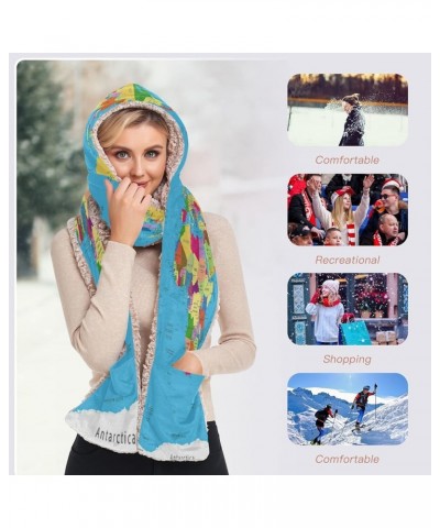 Women's Cold Weather Scarves, 3 in 1 Cotton Velvet Lining Warm Hooded Wrap Multi 11 $15.99 Scarves