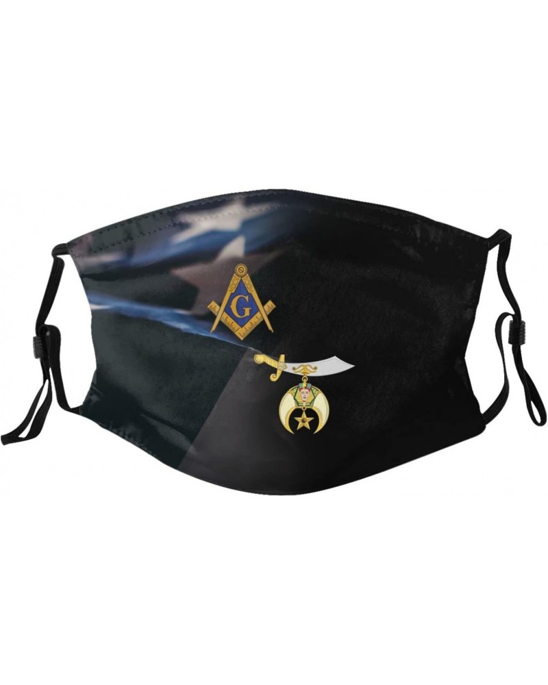 Masonic Shriner Split Face Mask Adjustable Breathable Balaclava with Filter Black $10.64 Balaclavas