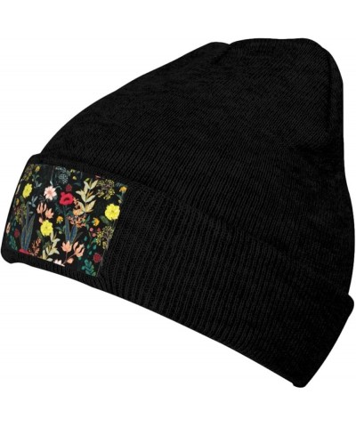 Colorful Boho Floral Print Slouchy Beanie for Men Women Hip-Hop Soft Lightweight Running Beanie Adult Hats Black $13.42 Skull...