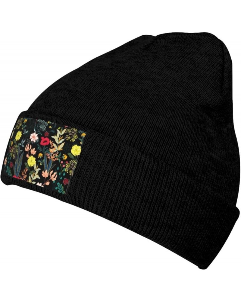 Colorful Boho Floral Print Slouchy Beanie for Men Women Hip-Hop Soft Lightweight Running Beanie Adult Hats Black $13.42 Skull...