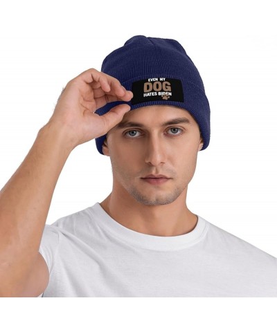 Even My Dog Hates Biden. Funny Anti Biden Beanie Hat Women Knitted Hat Skull Cap Men Knit Slouchy Hat Black Navy Blue $10.42 ...