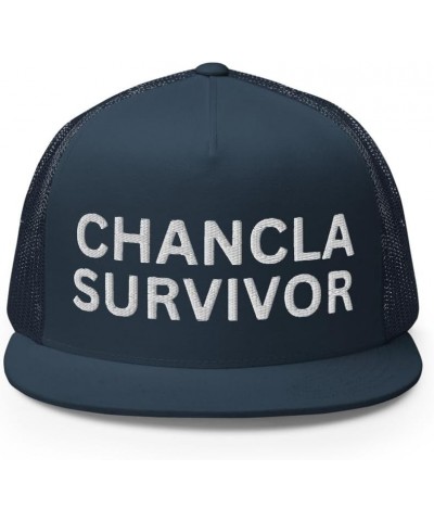 Chancla Survivor Hispanic Hat (Embroidered Trucker Cap) Navy $17.38 Baseball Caps