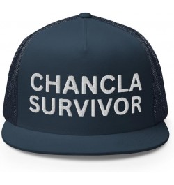 Chancla Survivor Hispanic Hat (Embroidered Trucker Cap) Navy $17.38 Baseball Caps