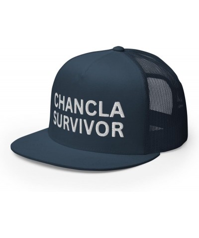 Chancla Survivor Hispanic Hat (Embroidered Trucker Cap) Navy $17.38 Baseball Caps