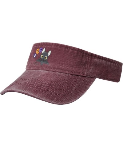 Happy Bat Sun Visor Hats for Women Men Sun Hat Cotton Golf Hat Vintage Baseball Cap Red $11.08 Visors