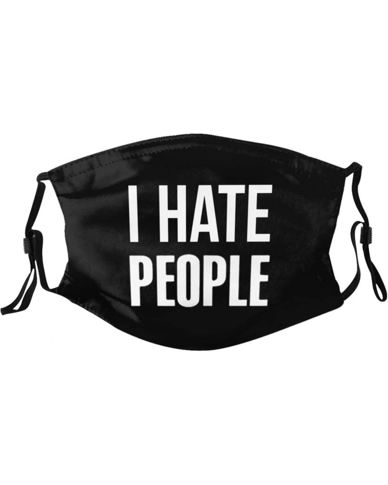 I Hate People Face Mask Adjustable Breathable Balaclava with Filter Black $12.52 Balaclavas