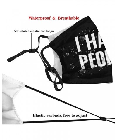 I Hate People Face Mask Adjustable Breathable Balaclava with Filter Black $12.52 Balaclavas