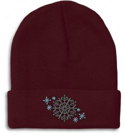 Beanies for Men Christmas Snowflake H Embroidery Christmas Winter Hats for Women Acrylic Skull Cap 1 Size Burgundy Design Onl...