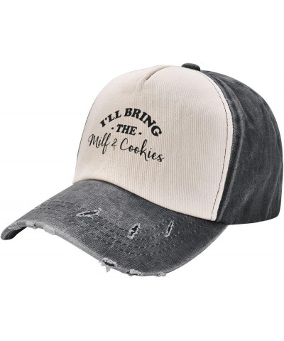 I'll Bring-The Milf-&-Cookies-Hat Funny Dad Caps Adults Cool Denim Baseball caps for Men Women Black and White $13.79 Basebal...