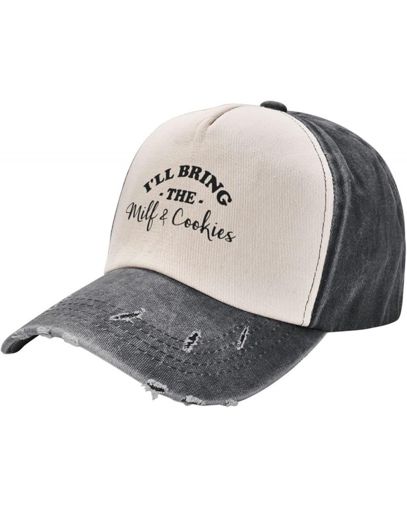 I'll Bring-The Milf-&-Cookies-Hat Funny Dad Caps Adults Cool Denim Baseball caps for Men Women Black and White $13.79 Basebal...