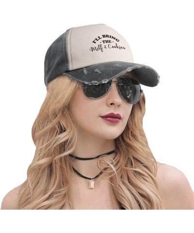 I'll Bring-The Milf-&-Cookies-Hat Funny Dad Caps Adults Cool Denim Baseball caps for Men Women Black and White $13.79 Basebal...