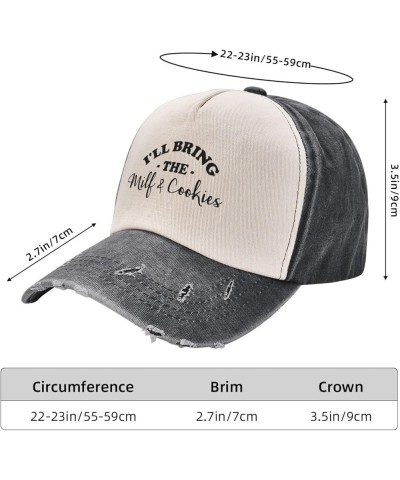 I'll Bring-The Milf-&-Cookies-Hat Funny Dad Caps Adults Cool Denim Baseball caps for Men Women Black and White $13.79 Basebal...