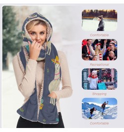 Women's Cold Weather Scarves, 3 in 1 Cotton Velvet Lining Warm Hooded Wrap Multi 16 $13.43 Scarves