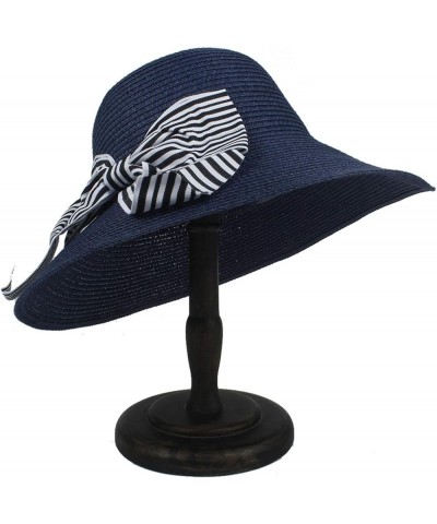 Women's Summer Straw Hat Dome Beach Sun Hat Draw Blue $19.09 Sun Hats