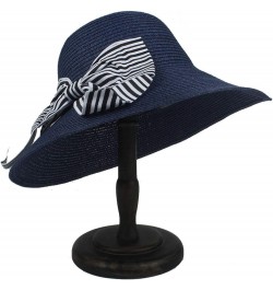 Women's Summer Straw Hat Dome Beach Sun Hat Draw Blue $19.09 Sun Hats