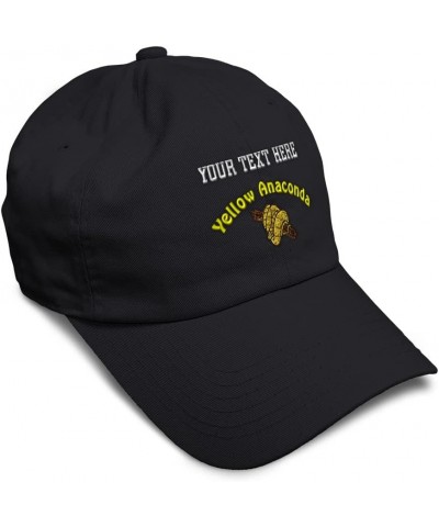 Custom Soft Baseball Cap Yellow Anaconda Reptiles Reptile Twill Cotton Nature Dad Hat for Men & Women Black Personalized Text...