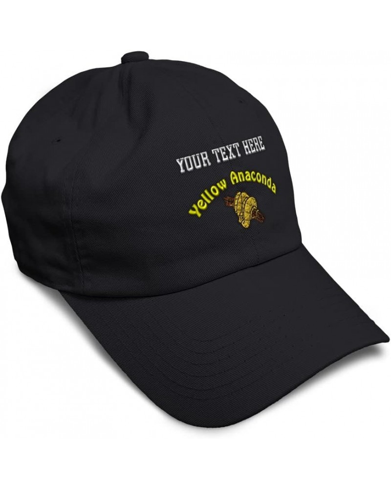 Custom Soft Baseball Cap Yellow Anaconda Reptiles Reptile Twill Cotton Nature Dad Hat for Men & Women Black Personalized Text...