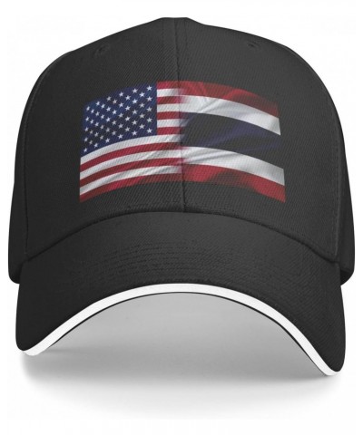 Thailand America Flag Comfortable Sandwich Bill Cap Perfect for Leisure Black $13.57 Baseball Caps