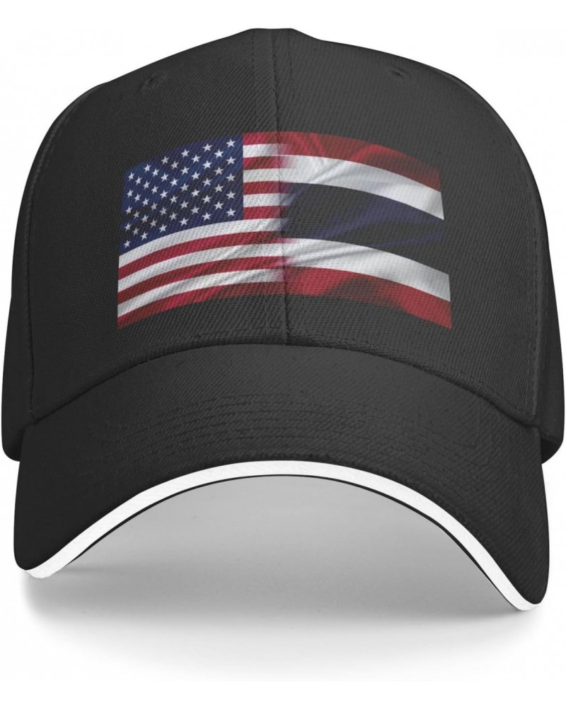 Thailand America Flag Comfortable Sandwich Bill Cap Perfect for Leisure Black $13.57 Baseball Caps