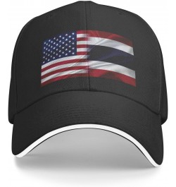 Thailand America Flag Comfortable Sandwich Bill Cap Perfect for Leisure Black $13.57 Baseball Caps