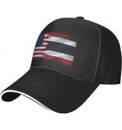 Thailand America Flag Comfortable Sandwich Bill Cap Perfect for Leisure Black $13.57 Baseball Caps