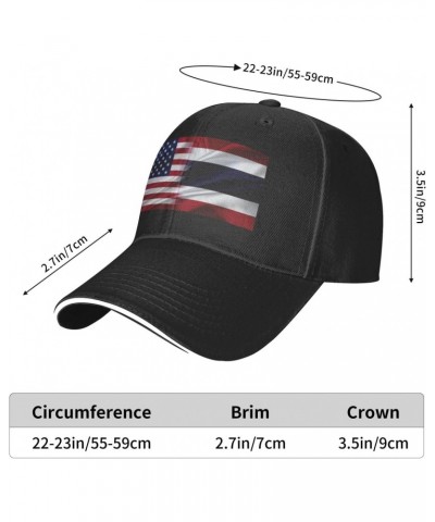 Thailand America Flag Comfortable Sandwich Bill Cap Perfect for Leisure Black $13.57 Baseball Caps