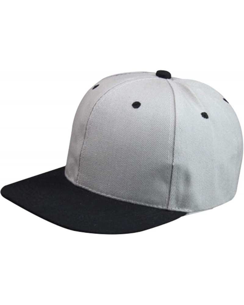 Men's Customizable Flat Brim Hip Hop Trucker Hat Gray Top Black Brim 1 $7.24 Baseball Caps