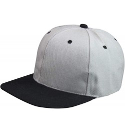 Men's Customizable Flat Brim Hip Hop Trucker Hat Gray Top Black Brim 1 $7.24 Baseball Caps