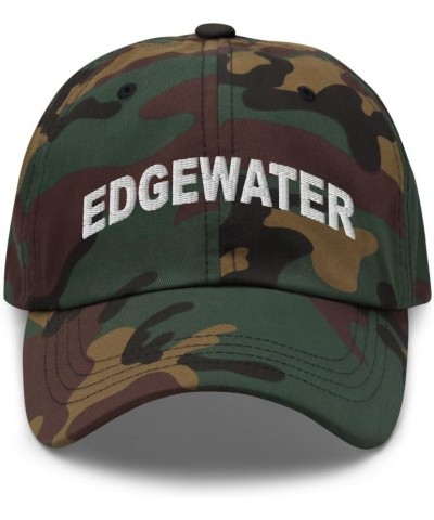 Edgewater Florida Hat Edgewater FL Cap Embroidered Dad Hat Adjustable Strap Closure Unisex Green Camo $21.59 Baseball Caps