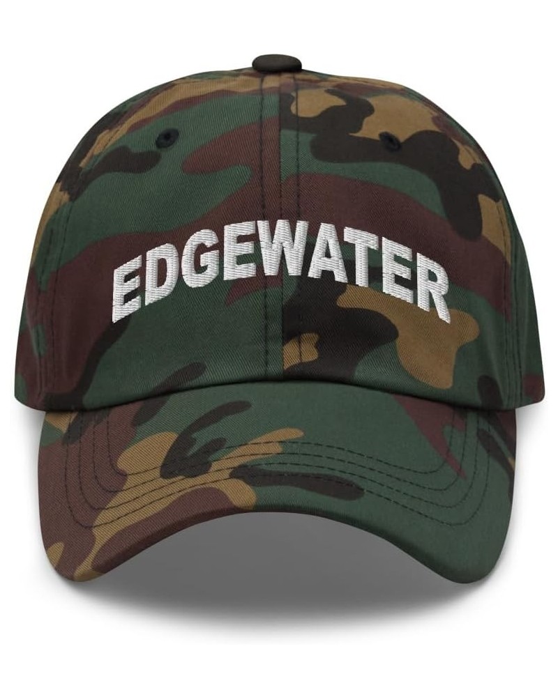 Edgewater Florida Hat Edgewater FL Cap Embroidered Dad Hat Adjustable Strap Closure Unisex Green Camo $21.59 Baseball Caps