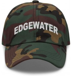 Edgewater Florida Hat Edgewater FL Cap Embroidered Dad Hat Adjustable Strap Closure Unisex Green Camo $21.59 Baseball Caps