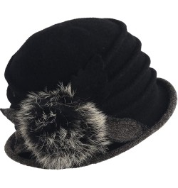 Vintage Women Floral Wool Dress Cloche Winter Hat 1920s C030-d-black $14.74 Fedoras