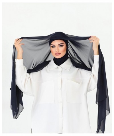 Instant Chiffon Hijab, Ready to wear hijab, modal hijab, Abaya, modern hijab, Instant Scarf, Soft breathable Hijab S7 Navy Bl...