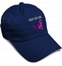 Soft Baseball Cap Cancer Pink Ribbon Butterfly Embroidery Love Cotton Embroidered Dad Hats for Men & Women Navy Personalized ...