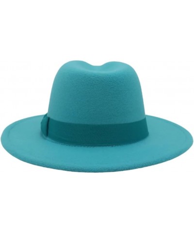 Wide Brim Fedora Hats for Women Men Solid Color Jazz Top Hat Wedding Party Church Panama Felt Cap Khaki $28.49 Fedoras