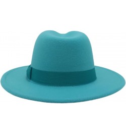 Wide Brim Fedora Hats for Women Men Solid Color Jazz Top Hat Wedding Party Church Panama Felt Cap Khaki $28.49 Fedoras