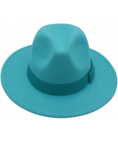 Wide Brim Fedora Hats for Women Men Solid Color Jazz Top Hat Wedding Party Church Panama Felt Cap Khaki $28.49 Fedoras