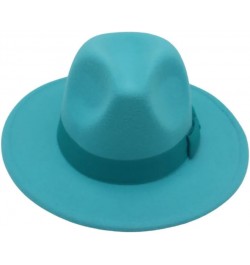 Wide Brim Fedora Hats for Women Men Solid Color Jazz Top Hat Wedding Party Church Panama Felt Cap Khaki $28.49 Fedoras