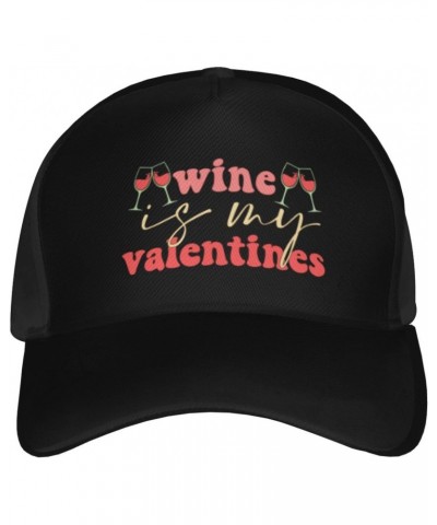 Wine is My Valentine Baseball Cap Men's and Women's Baseball Hat Adjustable Casual Outdoor Breathable Caps Truck Driver Hat D...