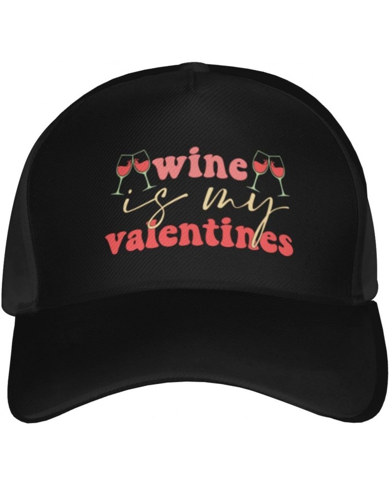 Wine is My Valentine Baseball Cap Men's and Women's Baseball Hat Adjustable Casual Outdoor Breathable Caps Truck Driver Hat D...