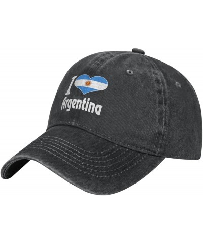 I Love Argentina Cowboy Cap Adjustable Washable Cotton Adult Cowboy Baseball Hat Black Black $15.89 Cowboy Hats