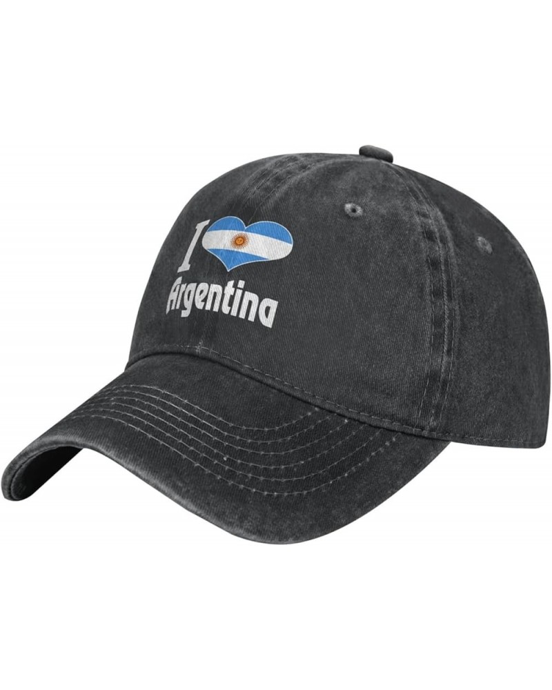 I Love Argentina Cowboy Cap Adjustable Washable Cotton Adult Cowboy Baseball Hat Black Black $15.89 Cowboy Hats