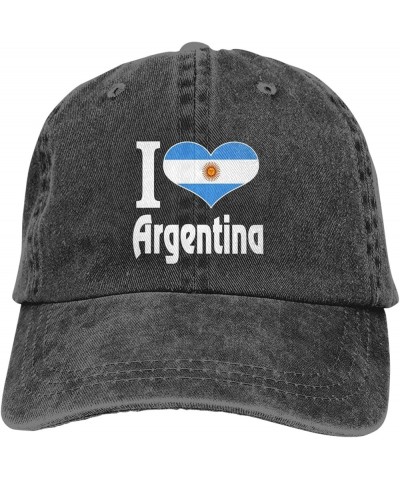 I Love Argentina Cowboy Cap Adjustable Washable Cotton Adult Cowboy Baseball Hat Black Black $15.89 Cowboy Hats