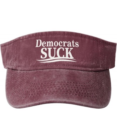 Democrats Suck Hat Empty Top Baseball Cap Sports Sun Visor Hats Cotton Running Hats Red $10.09 Visors