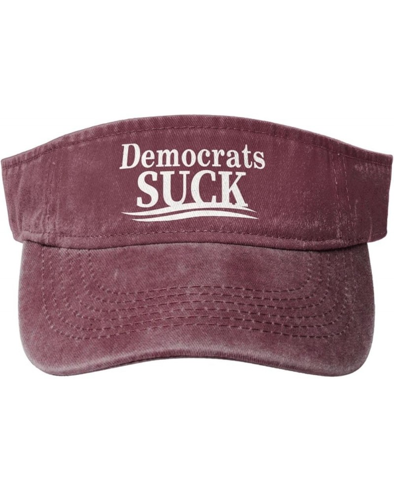 Democrats Suck Hat Empty Top Baseball Cap Sports Sun Visor Hats Cotton Running Hats Red $10.09 Visors