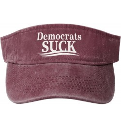 Democrats Suck Hat Empty Top Baseball Cap Sports Sun Visor Hats Cotton Running Hats Red $10.09 Visors