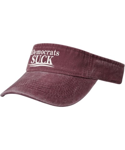 Democrats Suck Hat Empty Top Baseball Cap Sports Sun Visor Hats Cotton Running Hats Red $10.09 Visors