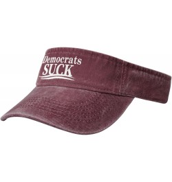 Democrats Suck Hat Empty Top Baseball Cap Sports Sun Visor Hats Cotton Running Hats Red $10.09 Visors