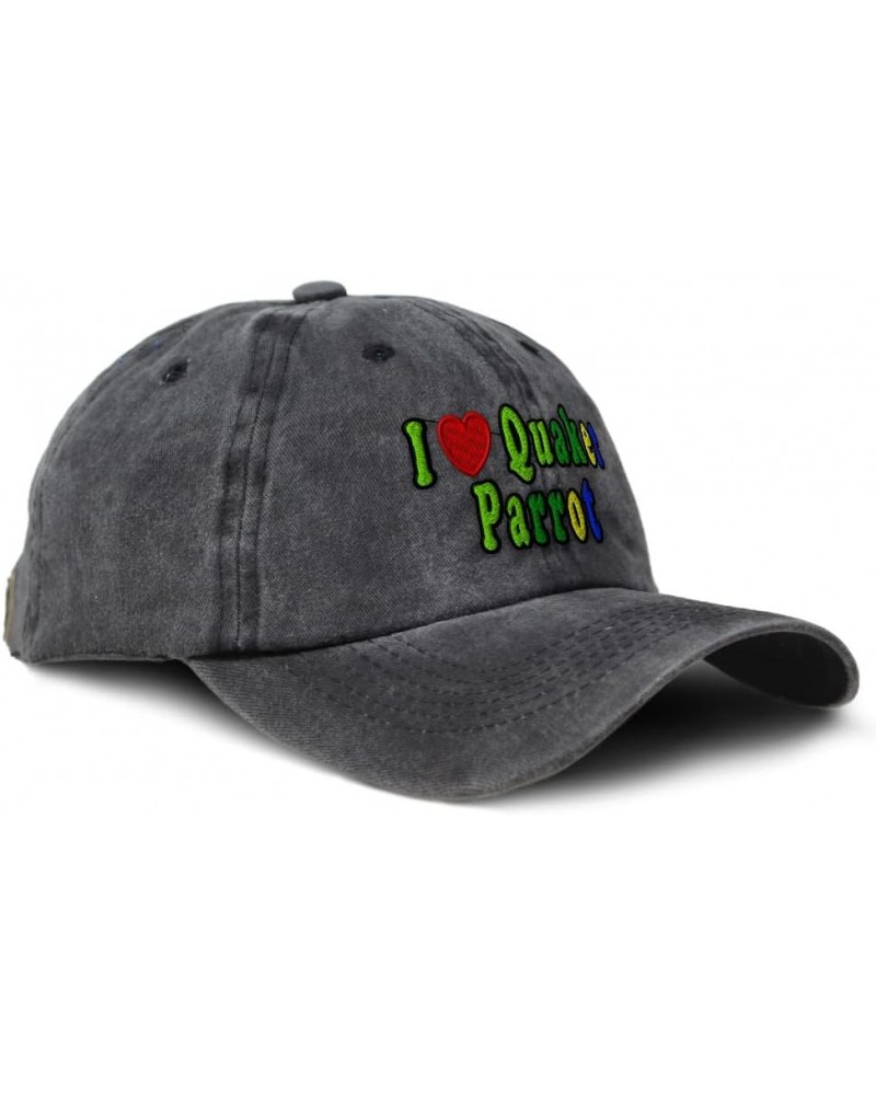 Soft Washed Baseball Cap I Love Quaker Parrot Birds Cotton Dad Hats for Men & Women Black Design Only $11.61 Baseball Caps