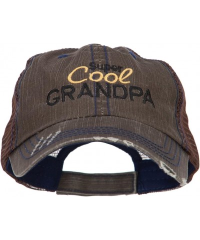 Grandpa Embroidered Low Profile Cotton Mesh Cap Brown $17.05 Baseball Caps